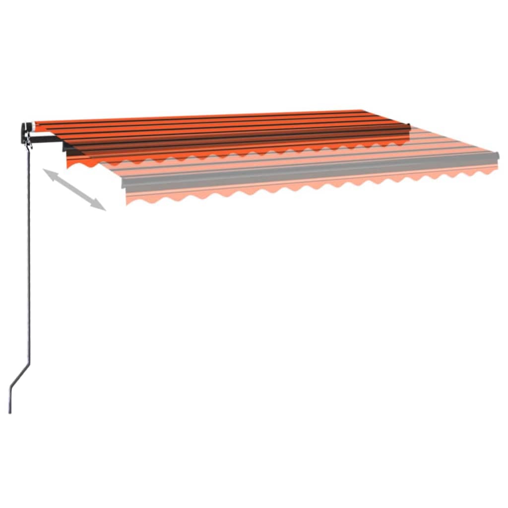 vidaXL Auvent manuel rétractable avec LED 450x350 cm Orange et marron