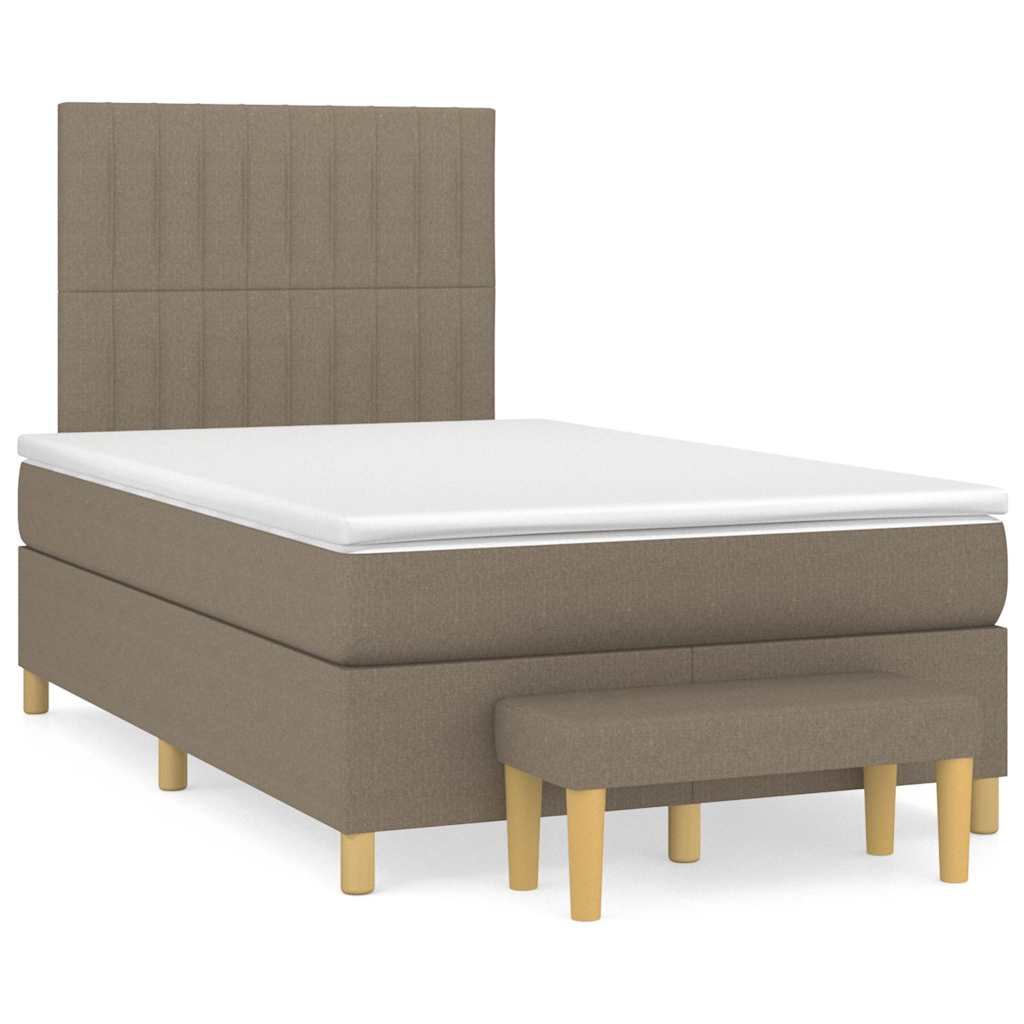 vidaXL Sommier à lattes de lit avec matelas taupe 120x190 cm tissu