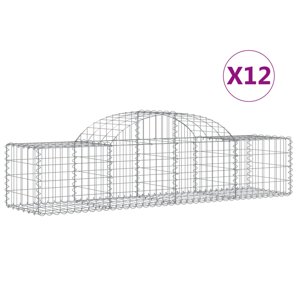 vidaXL Paniers à gabions arqués 12 pcs 200x50x40/60 cm fer galvanisé