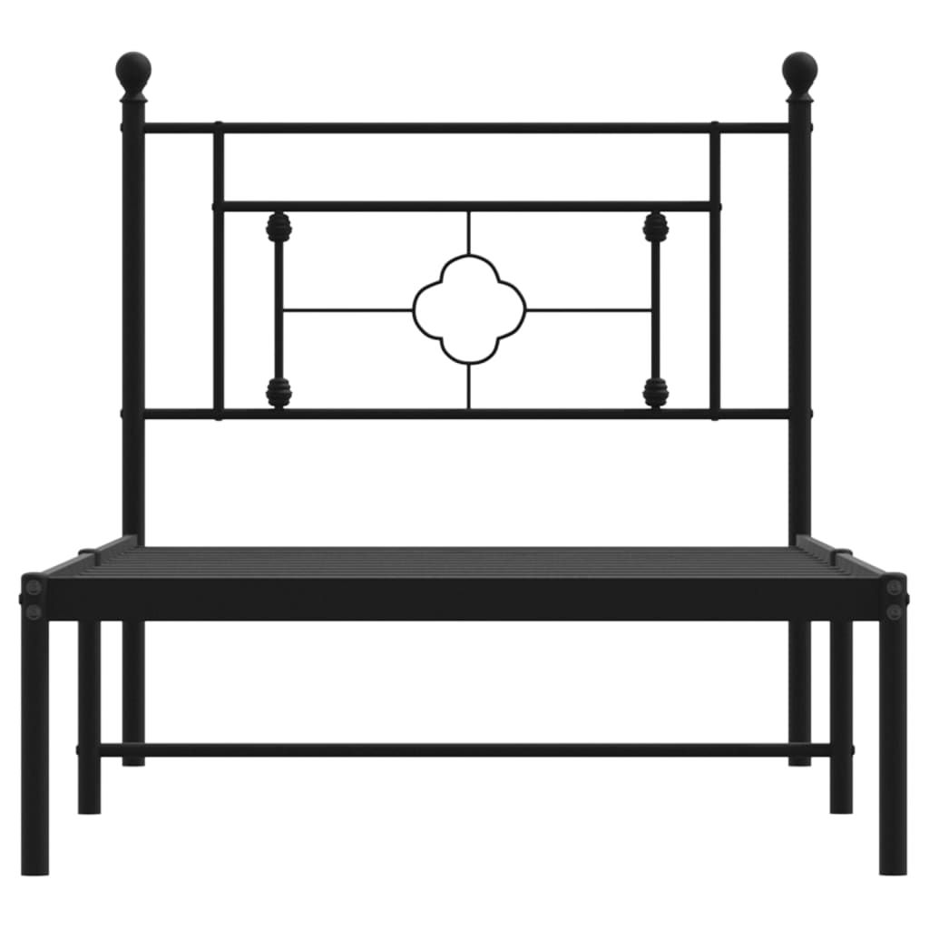 vidaXL Cadre de lit métal sans matelas avec tête de lit noir 100x200cm