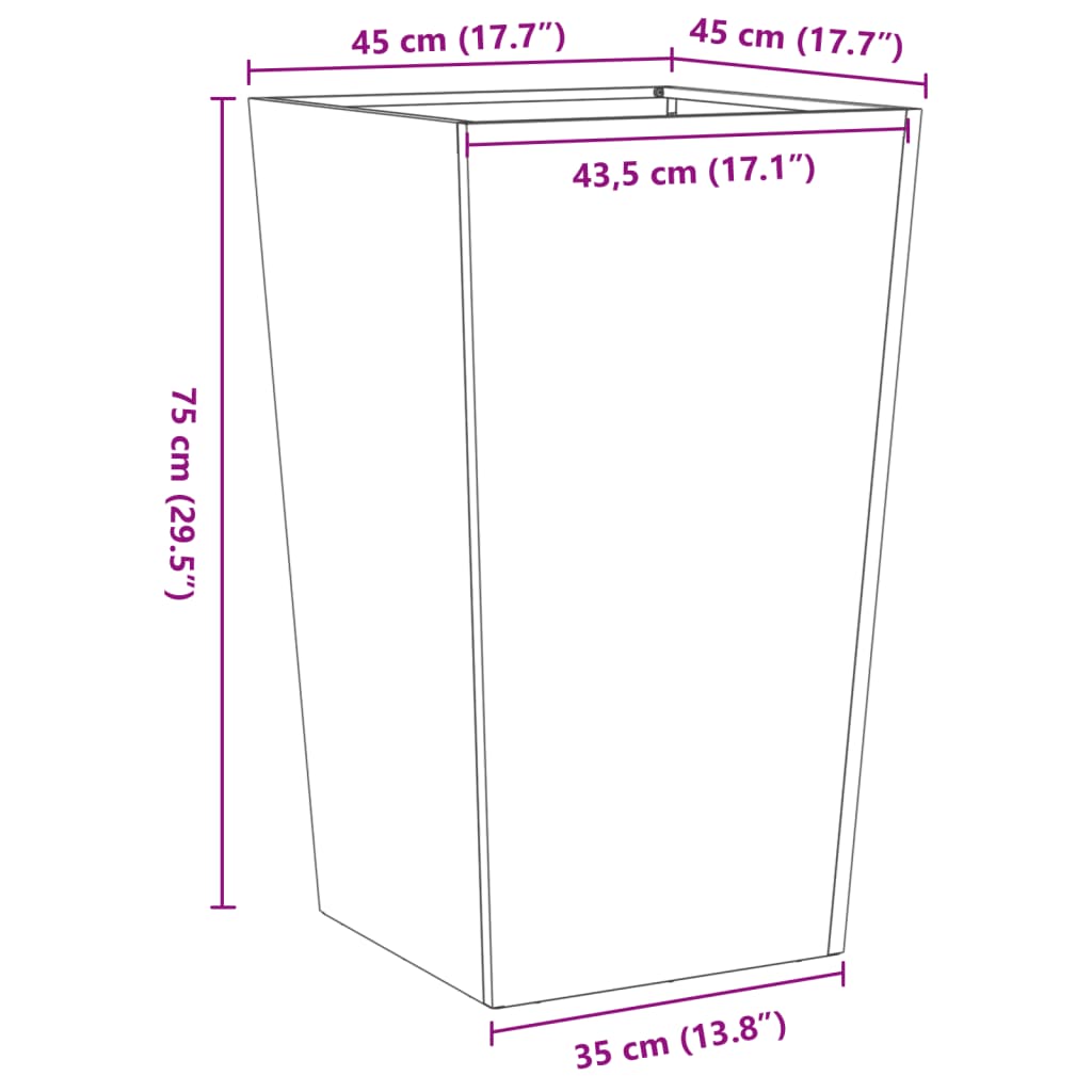 vidaXL Jardinières 2 pcs 45x45x75 cm acier galvanisé