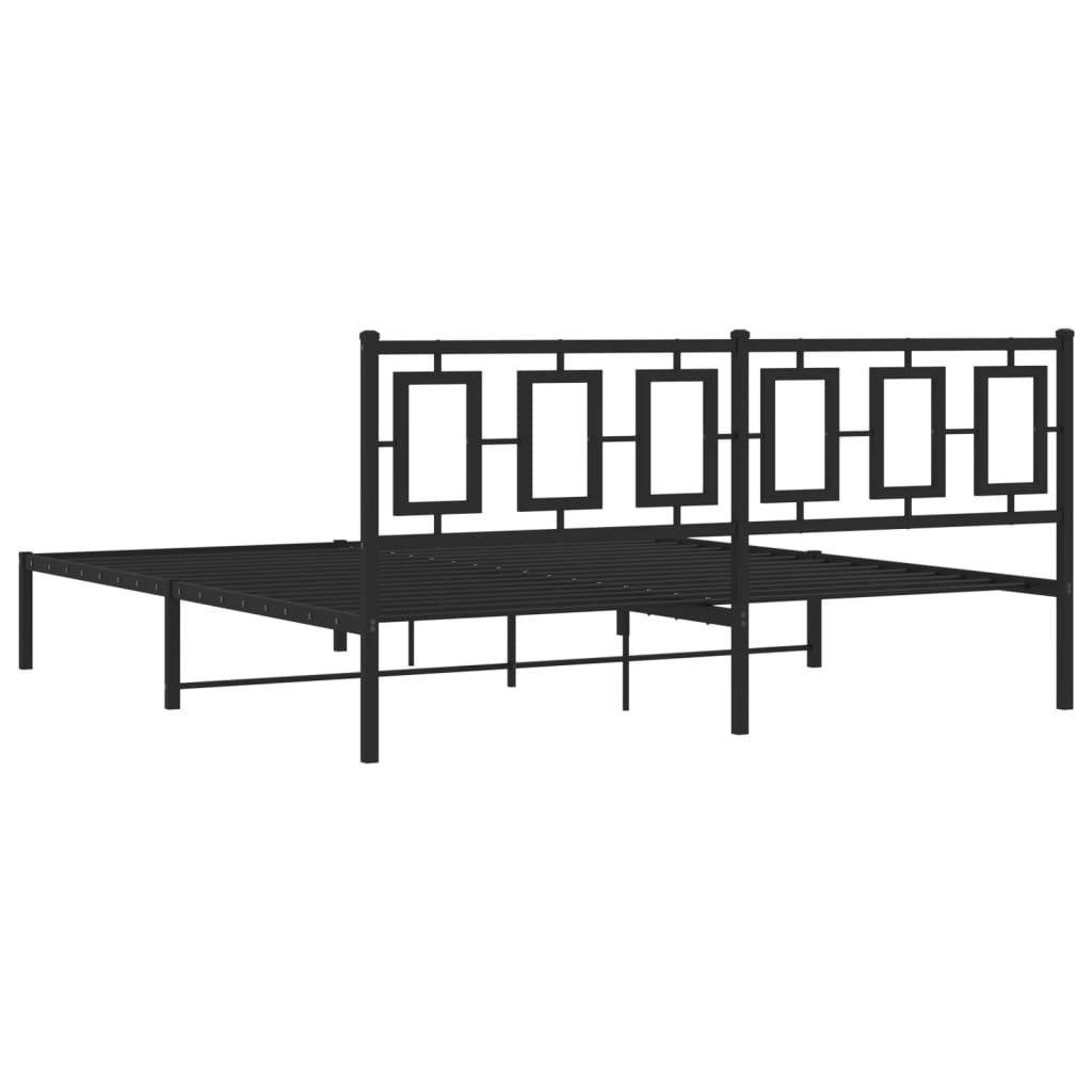 vidaXL Cadre de lit métal sans matelas avec tête de lit noir 183x213cm