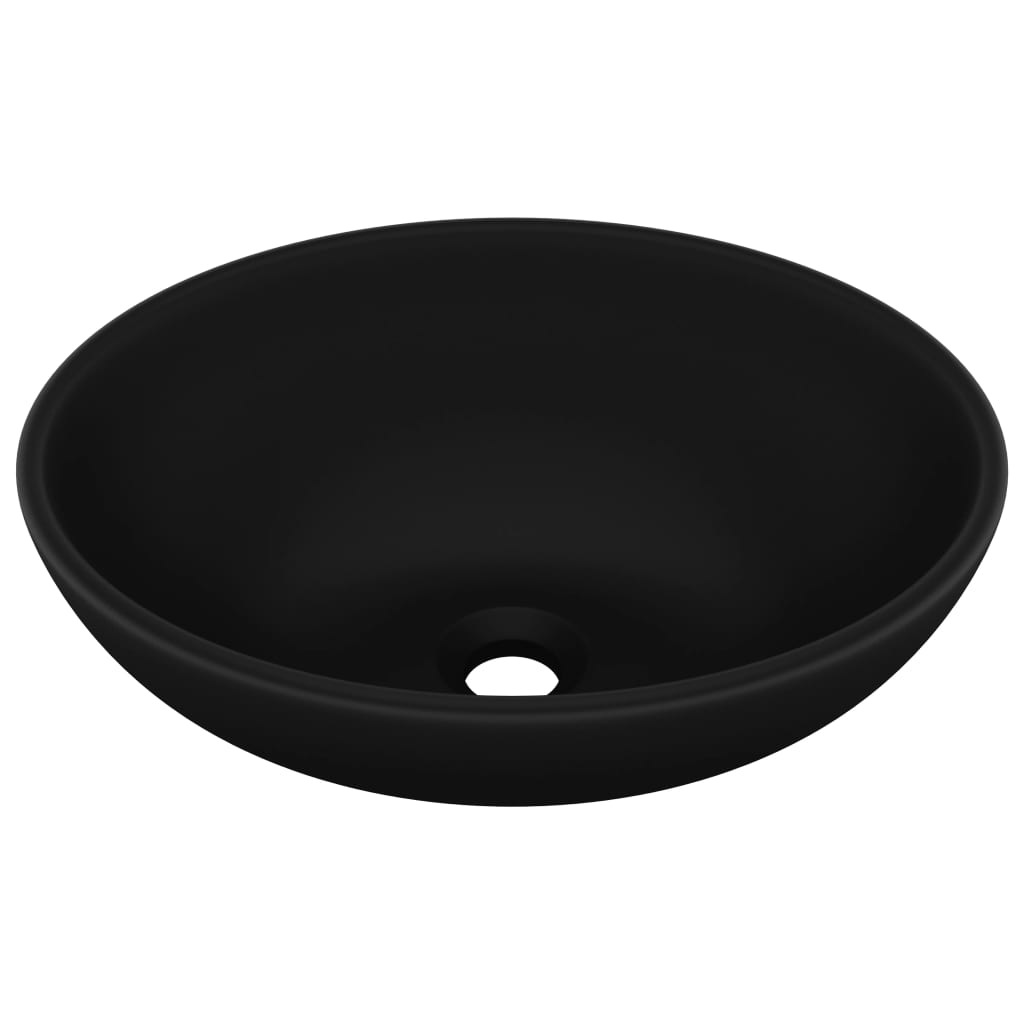 vidaXL Lavabo ovale de luxe Noir mat 40x33 cm Céramique