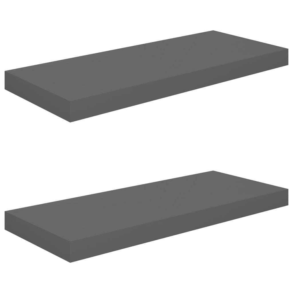 vidaXL Étagère murale flottante 2 pcs Gris brillant 60x23,5x3,8 cm MDF