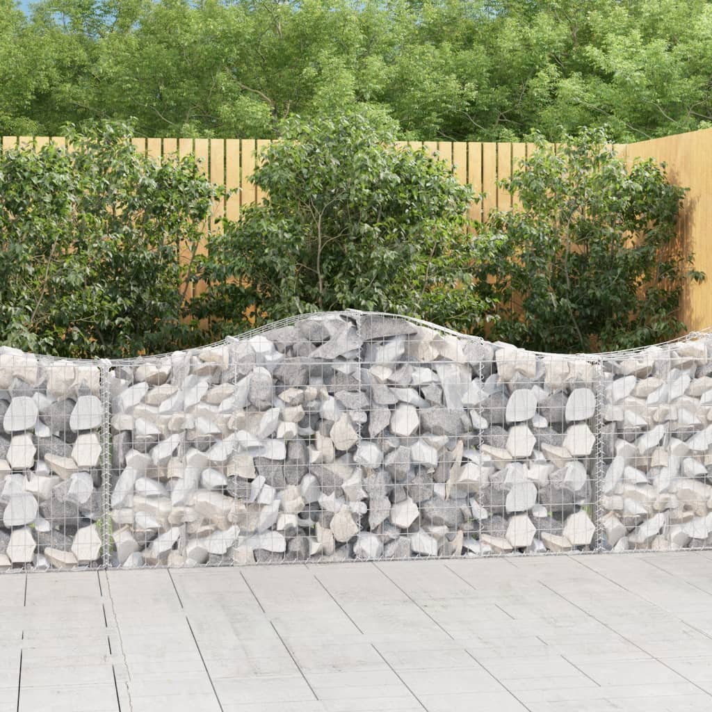 vidaXL Paniers à gabions arqués 11 pcs 200x30x80/100 cm Fer galvanisé