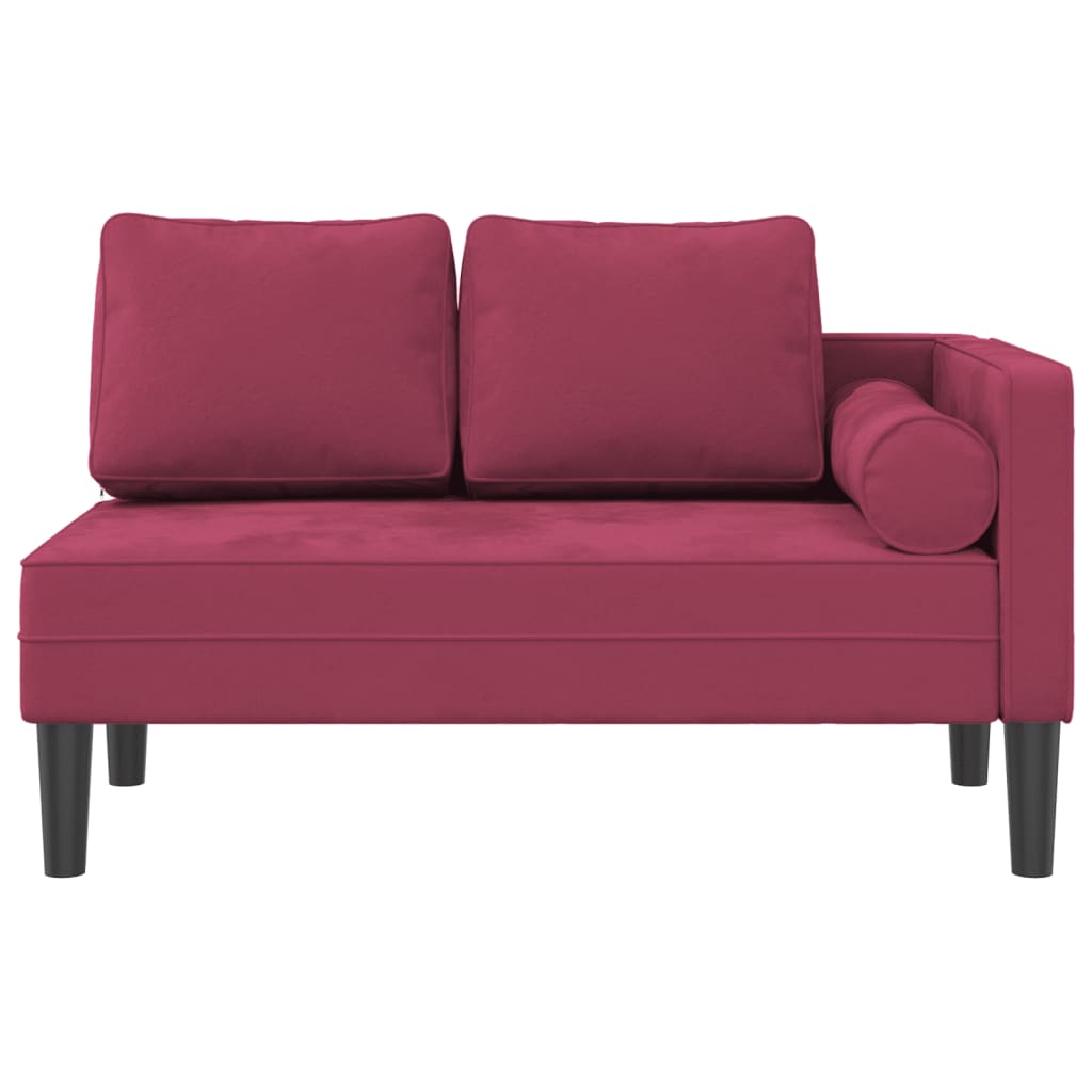 vidaXL Chaise longue avec coussins rouge bordeaux velours