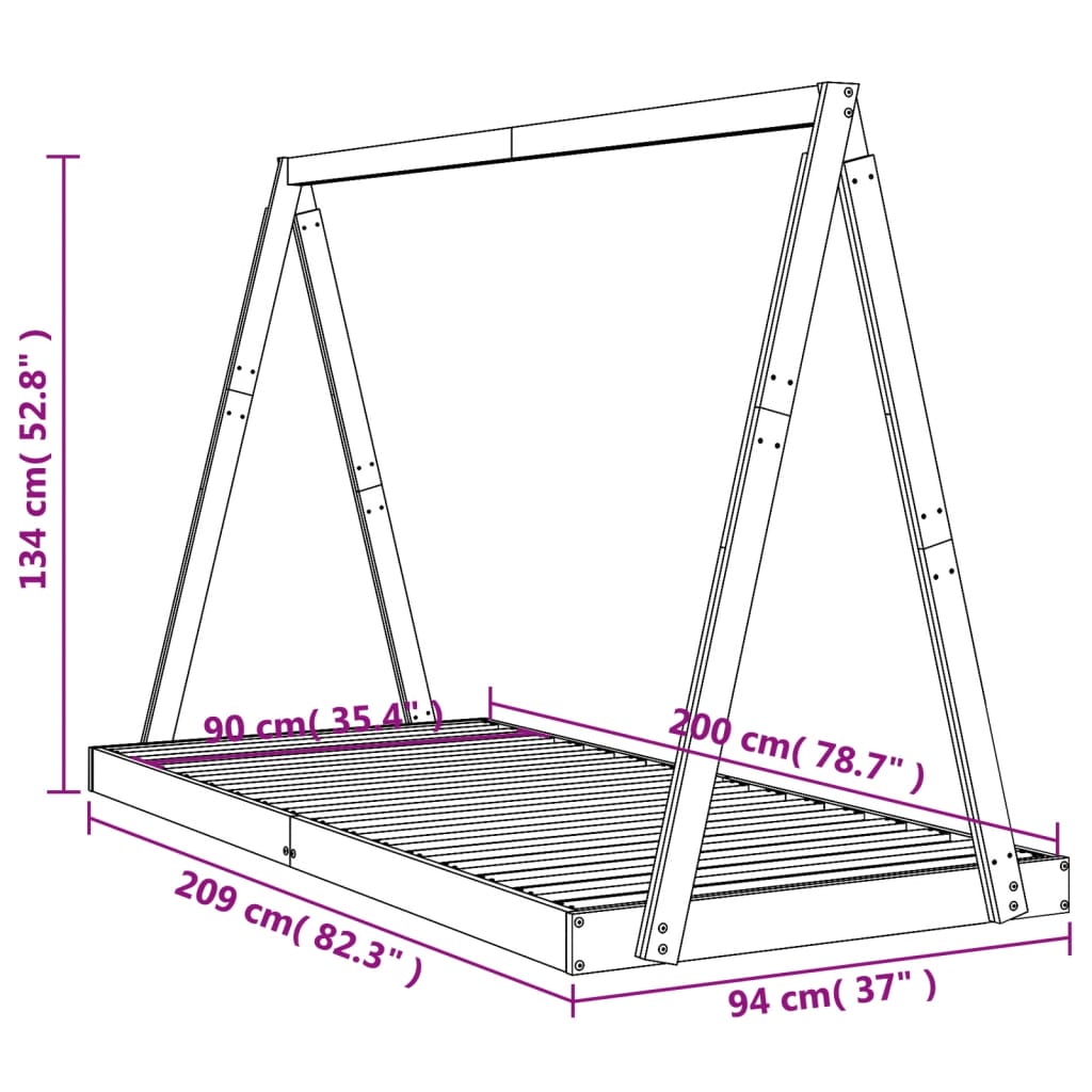 vidaXL Cadre de lit pour enfants blanc 90x200 cm bois de pin massif