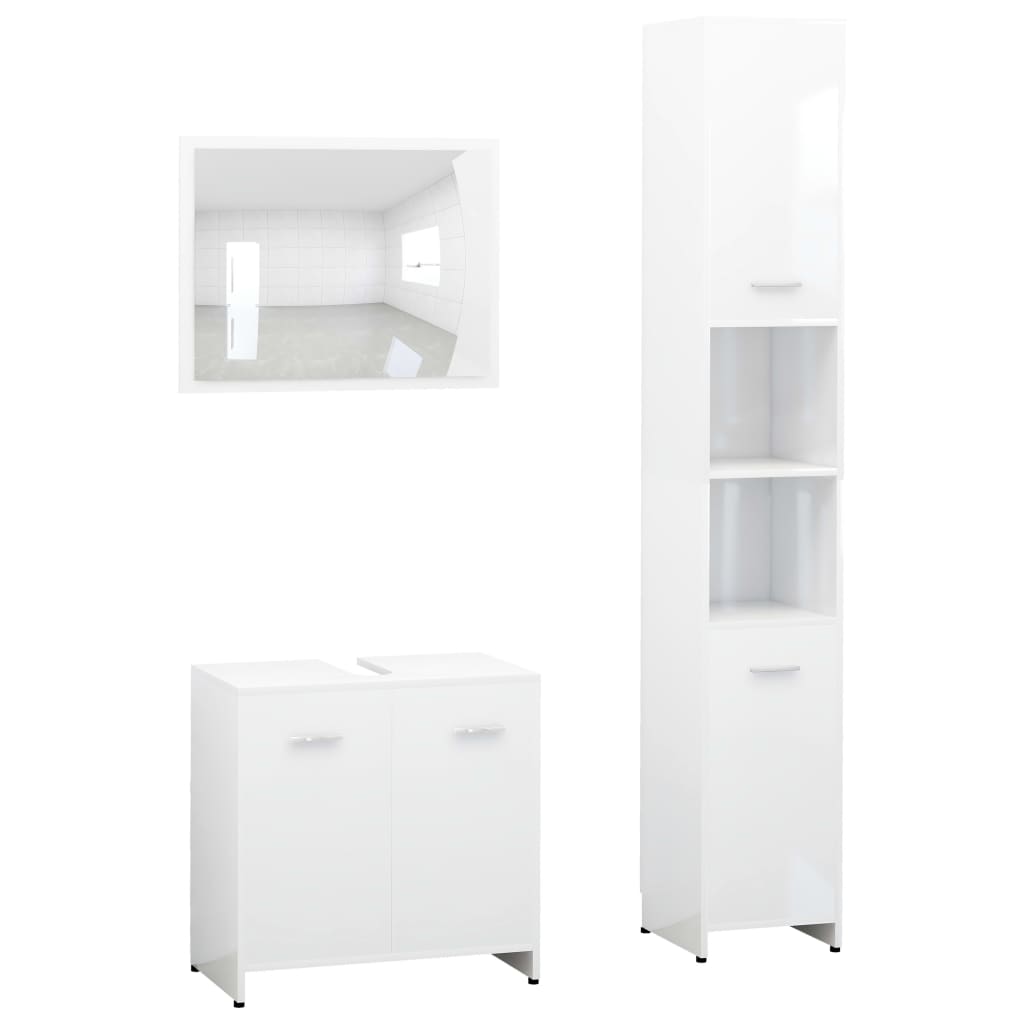 vidaXL Ensemble de meubles de bain 3 pcs Blanc Bois d'ingénierie