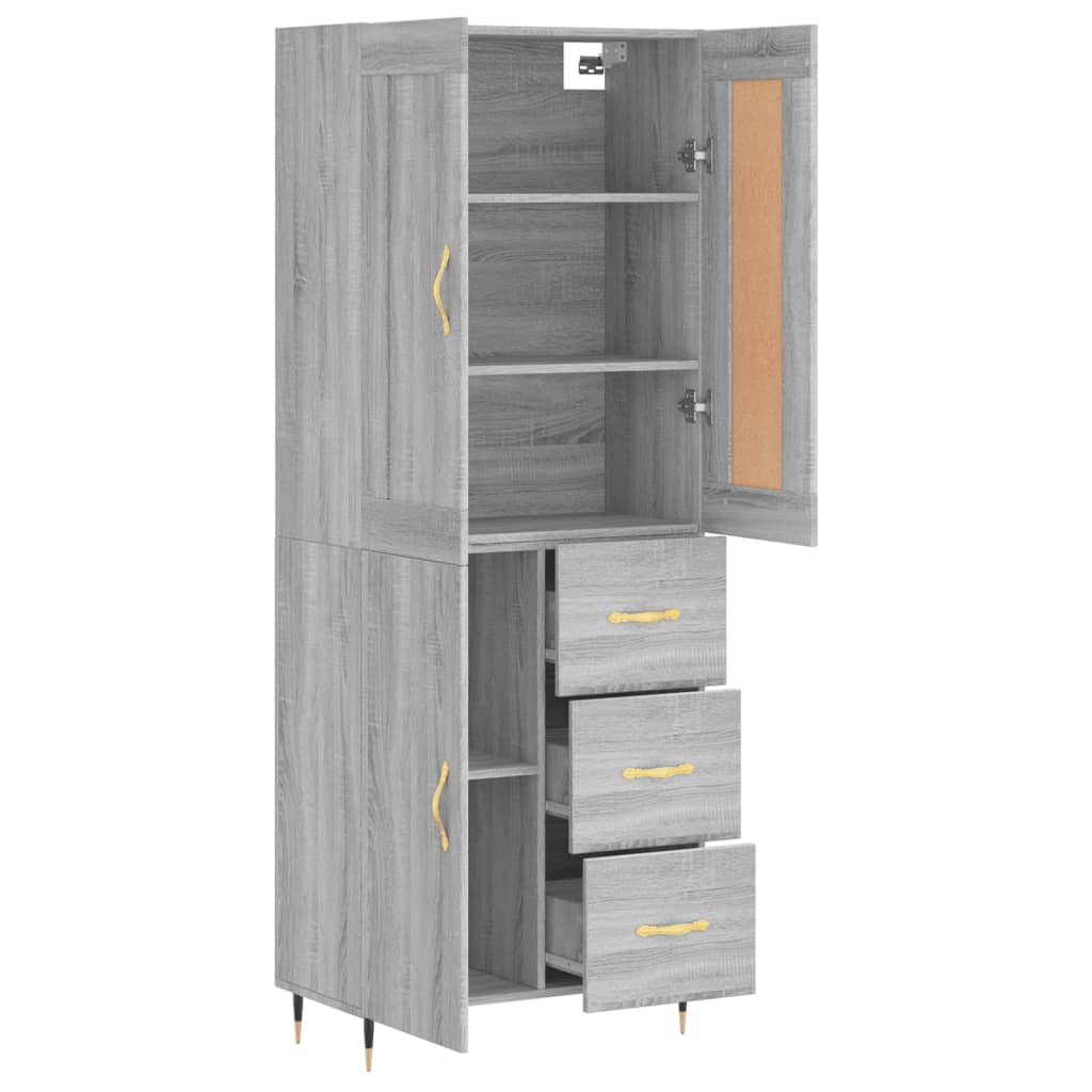 vidaXL Buffet haut Sonoma gris 69,5x34x180 cm Bois d'ingénierie