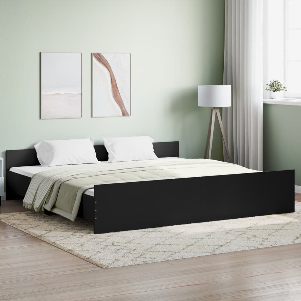 vidaXL Cadre de lit avec tête de lit et pied de lit noir 180x200 cm