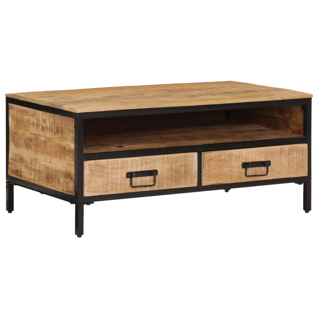 vidaXL Table basse 90x50x30 cm bois massif de manguier brut