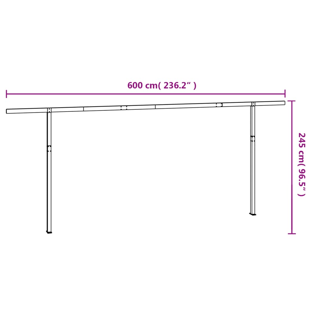 vidaXL Jeu de poteaux d'auvent anthracite 600x245 cm fer