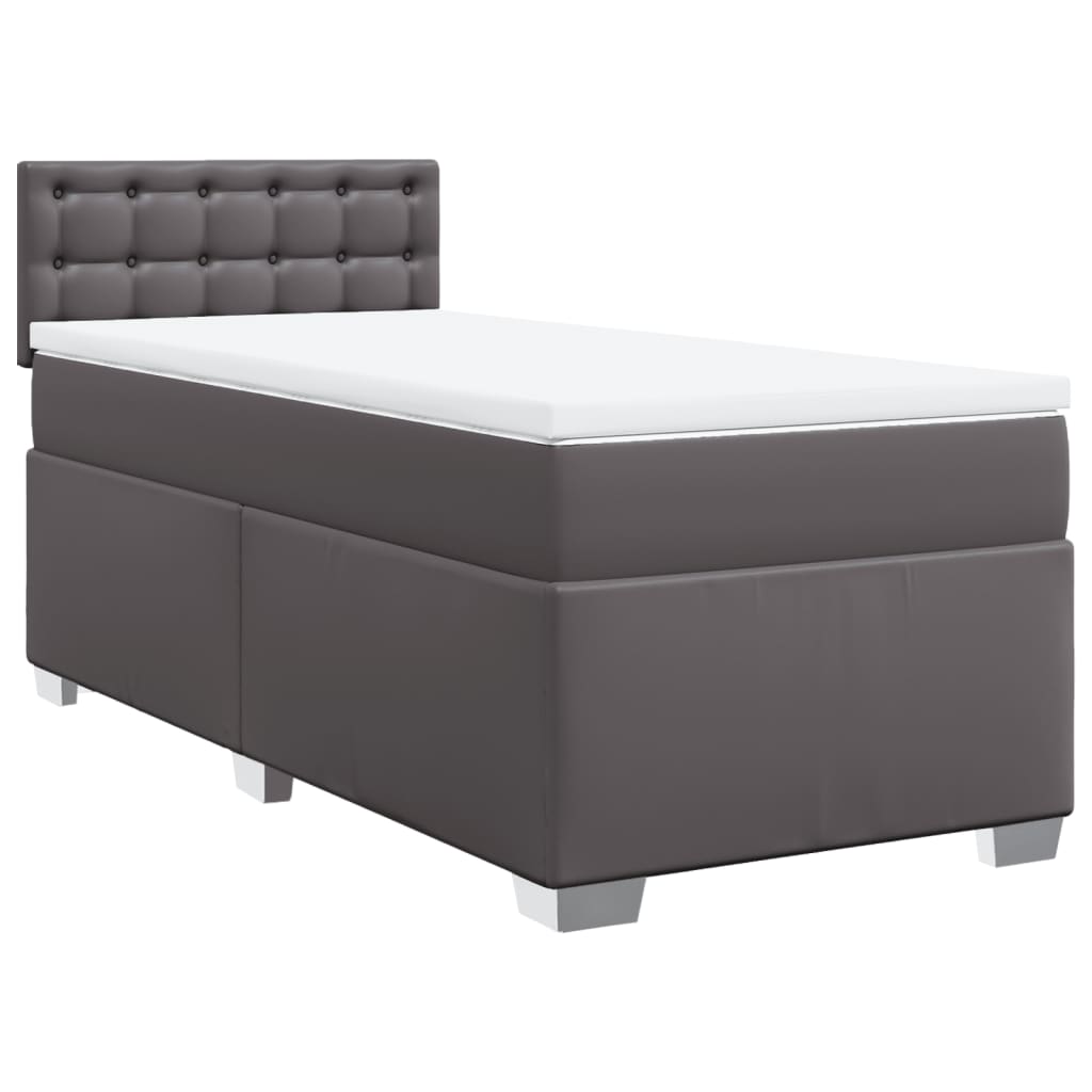 vidaXL Sommier à lattes de lit avec matelas Gris 90x200 cm Similicuir