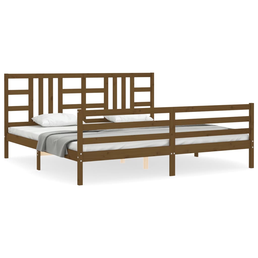 vidaXL Cadre de lit sans matelas marron miel 200x200 cm bois massif