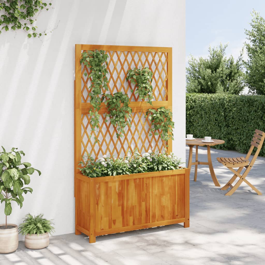 vidaXL Jardinière avec treillis 100x32x165 cm bois massif d'acacia