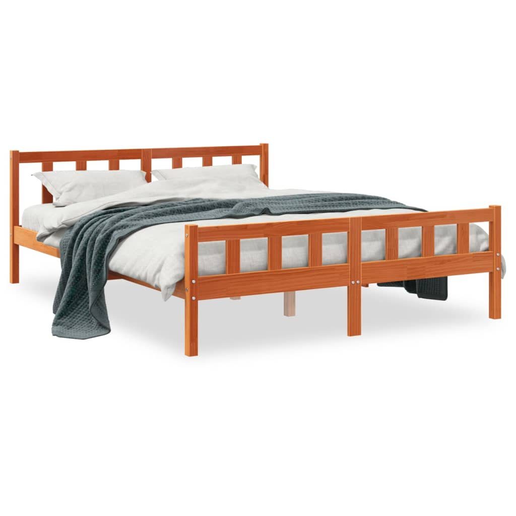 vidaXL Cadre de lit sans matelas cire marron 150x200cm bois pin massif