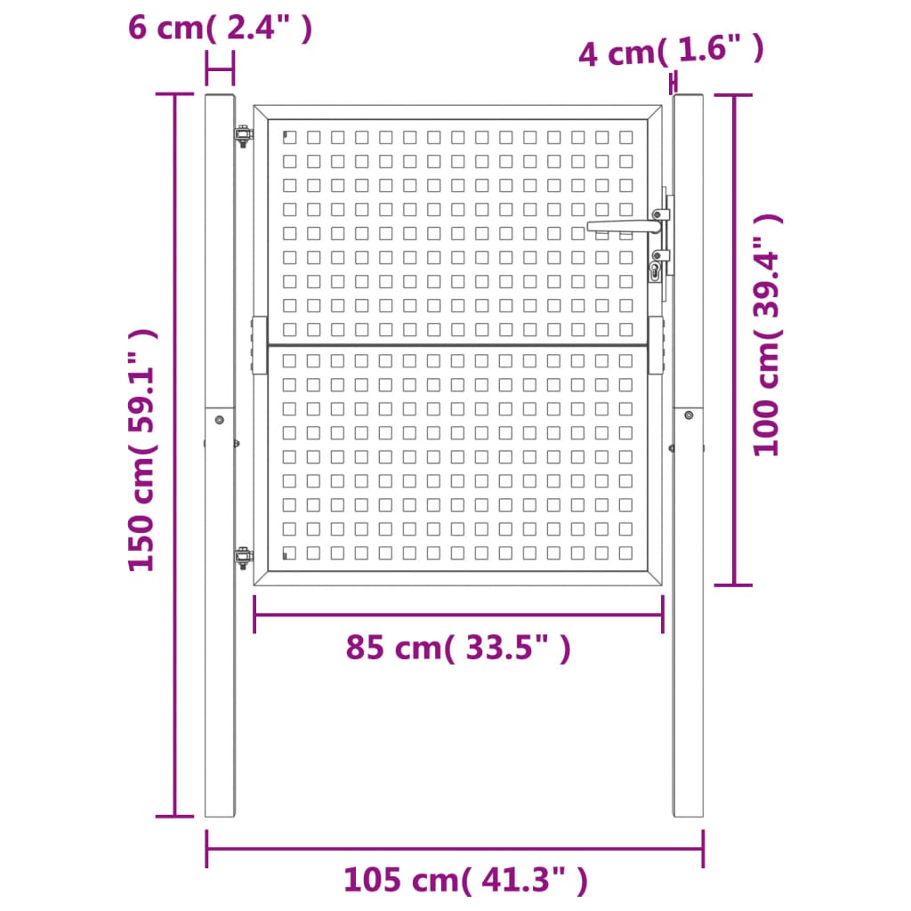 vidaXL Portail de jardin anthracite 105x150 cm acier