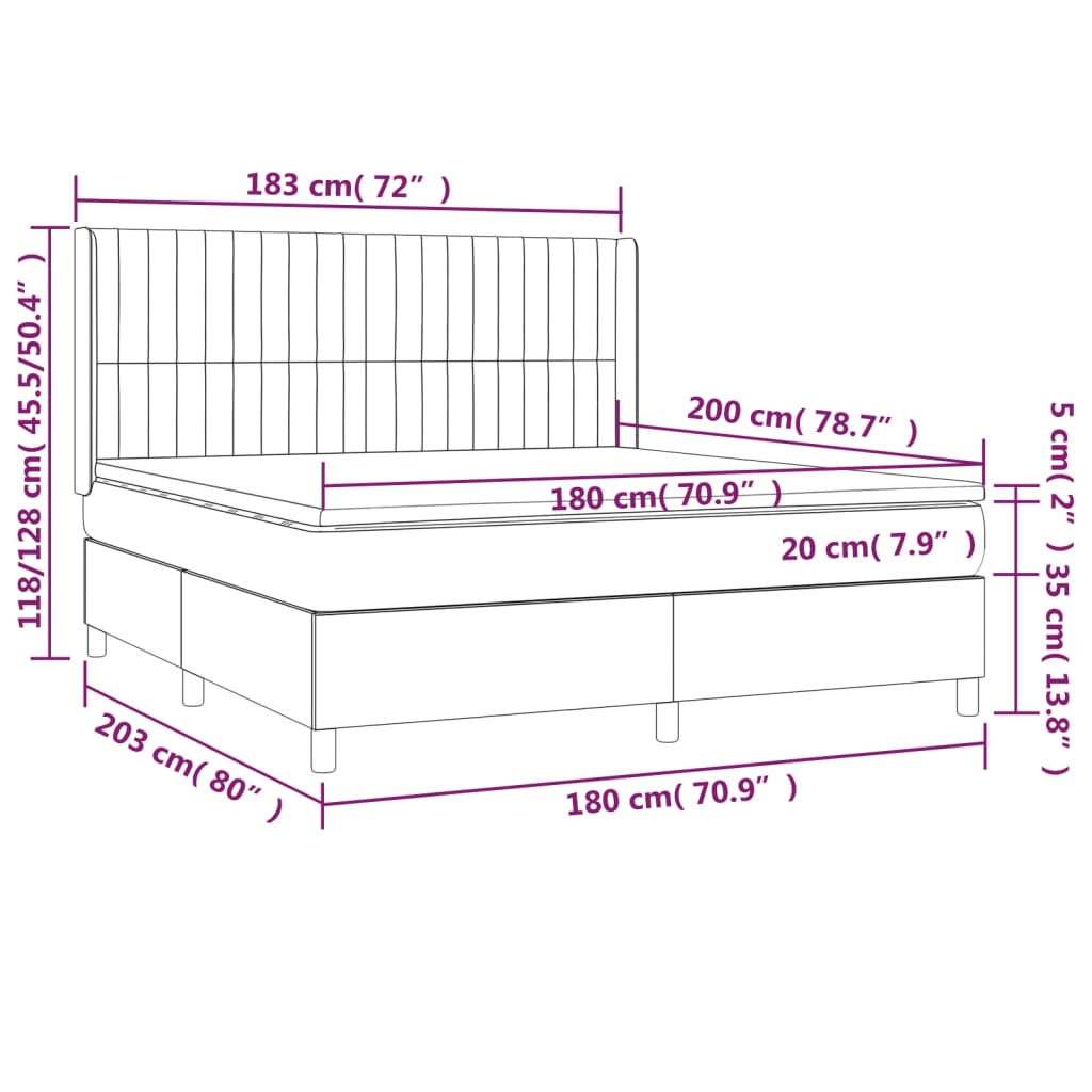 vidaXL Sommier à lattes de lit et matelas Gris clair 180x200cm Velours