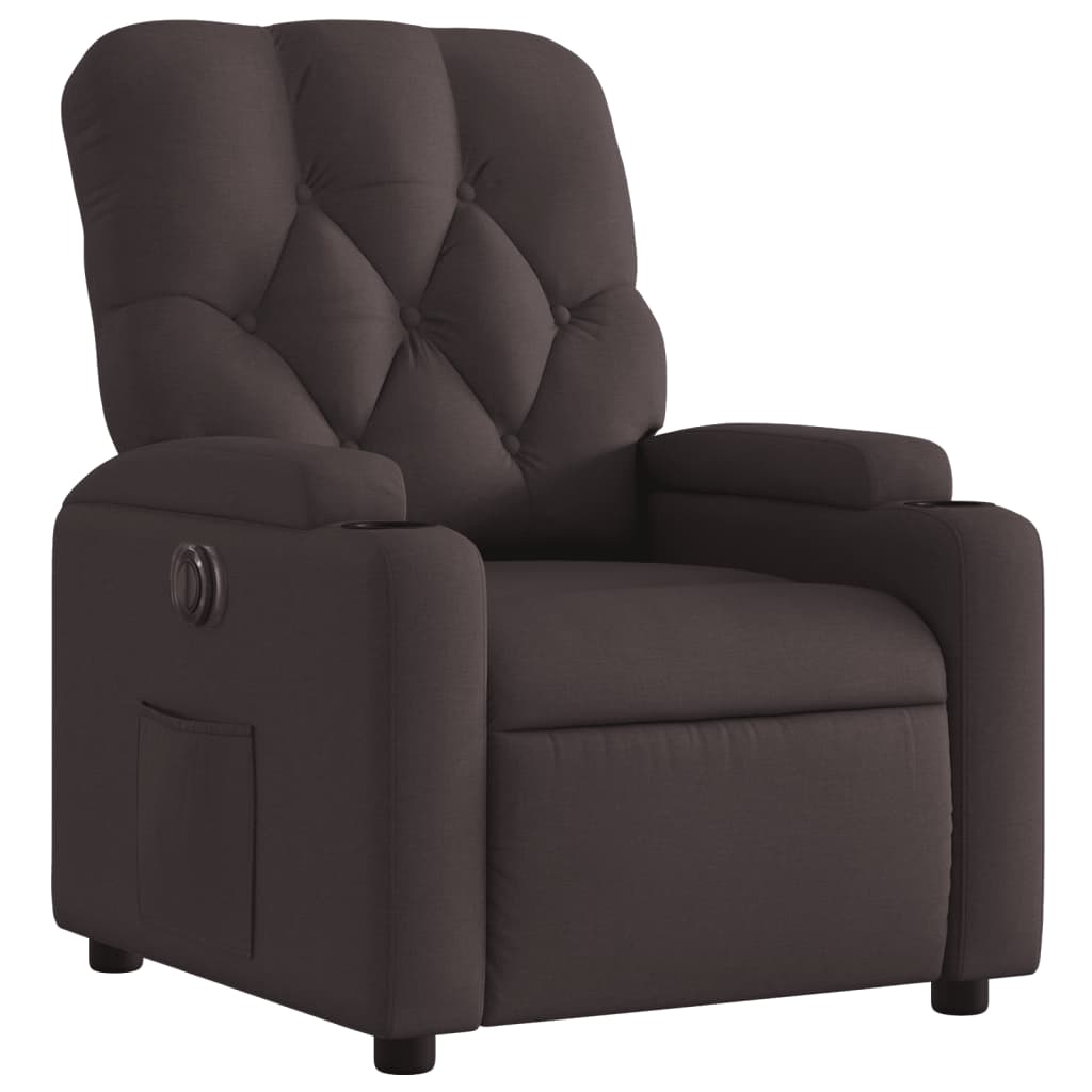 vidaXL Fauteuil inclinable électrique Marron foncé Tissu