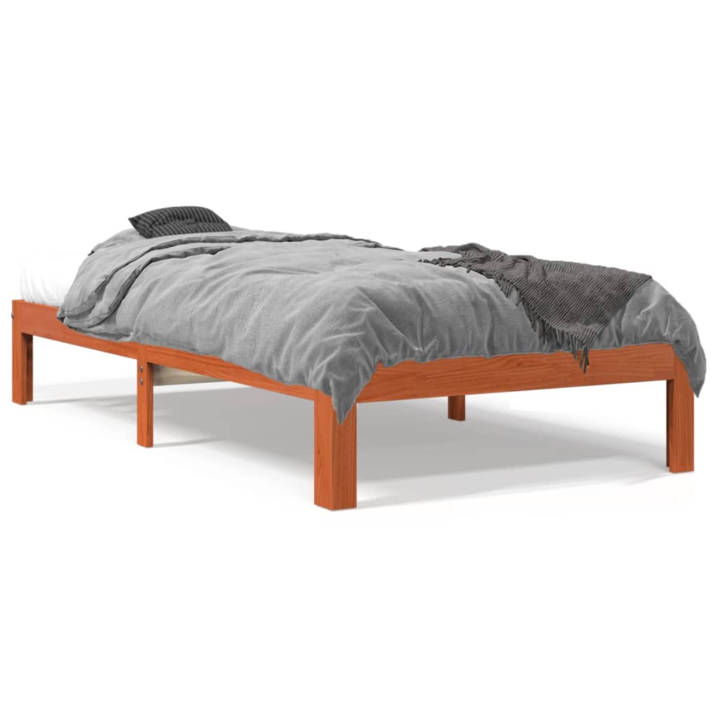 vidaXL Cadre de lit sans matelas cire marron 100x200cm bois pin massif