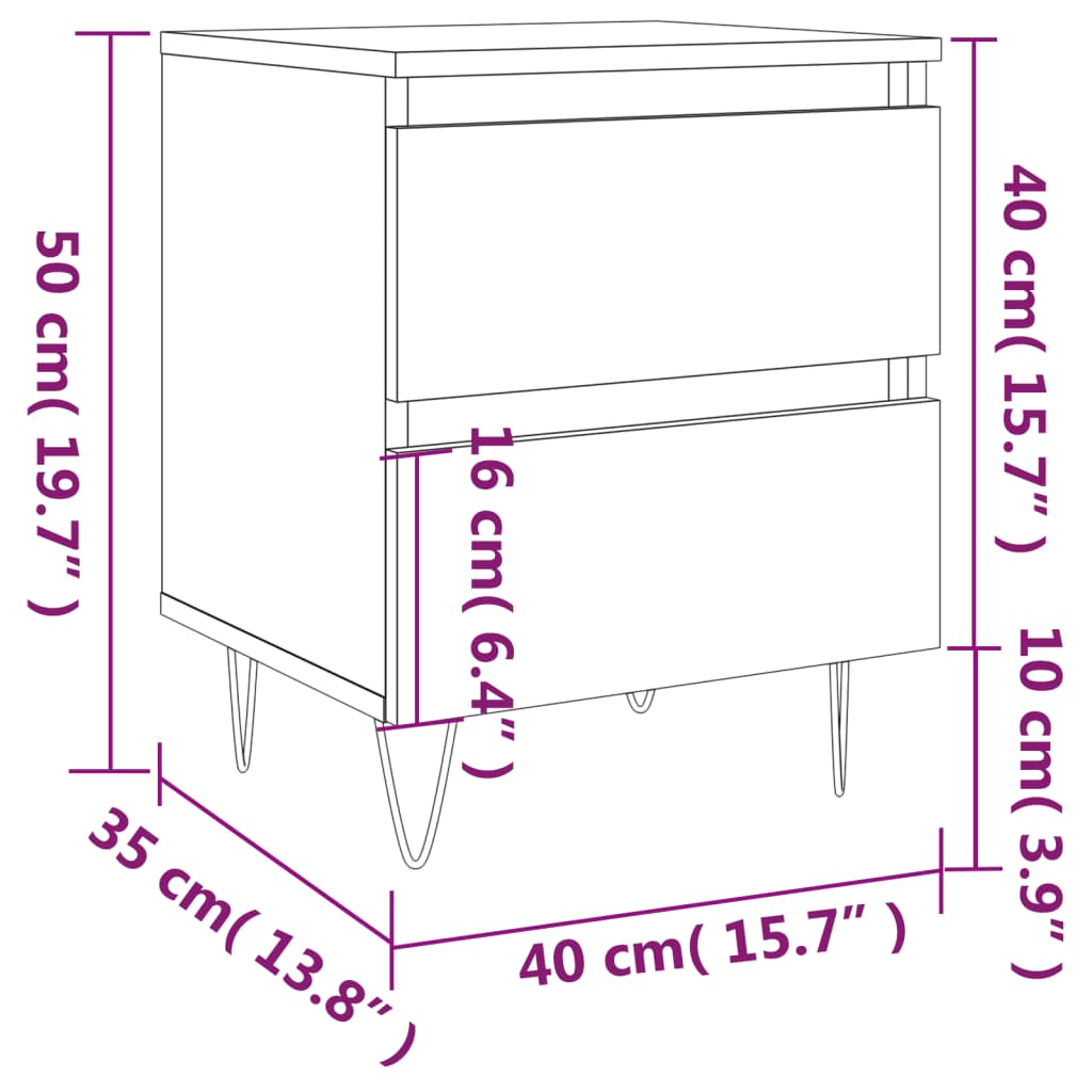 vidaXL Table de chevet chêne sonoma 40x35x50 cm bois d’ingénierie