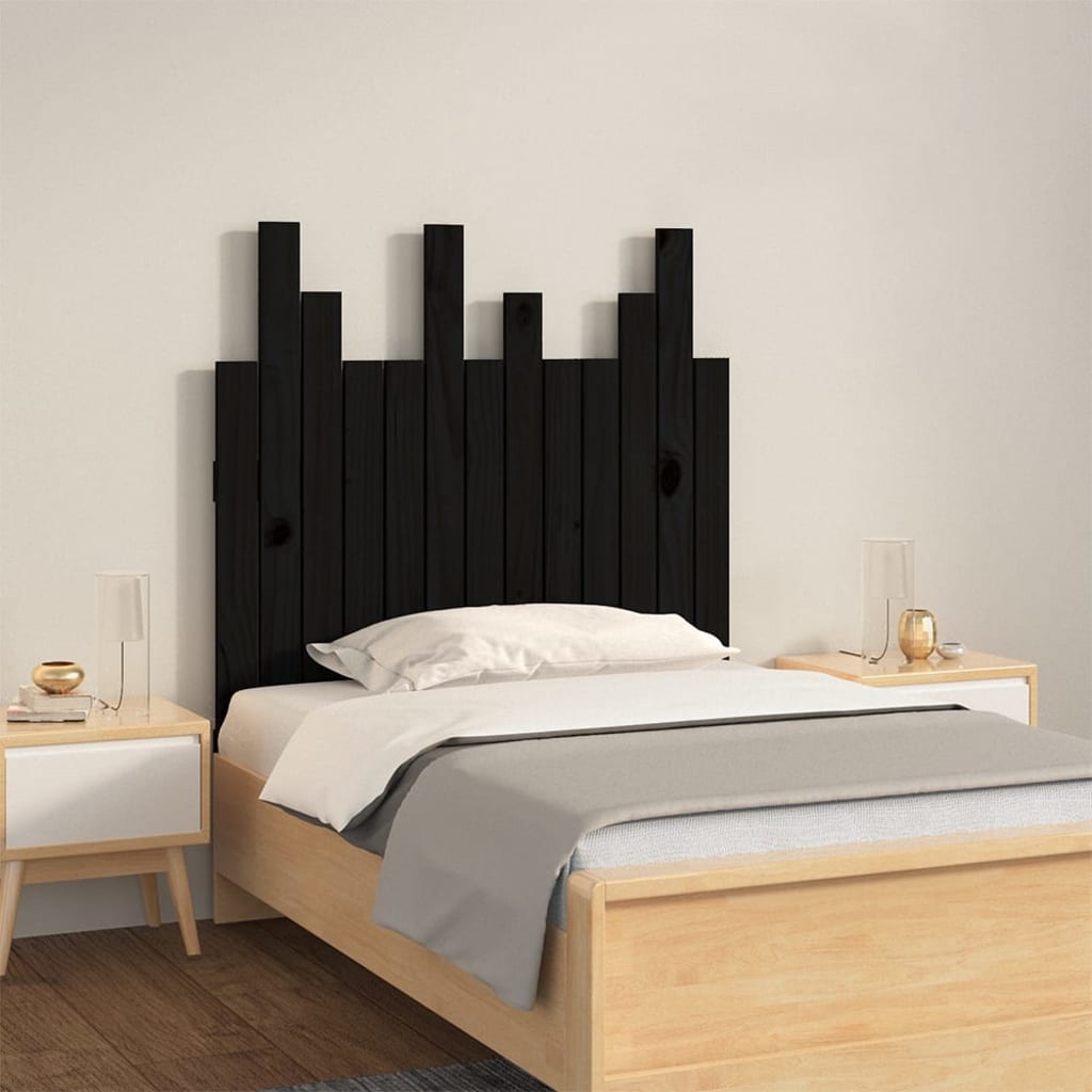 vidaXL Tête de lit murale Noir 82,5x3x80 cm Bois massif de pin