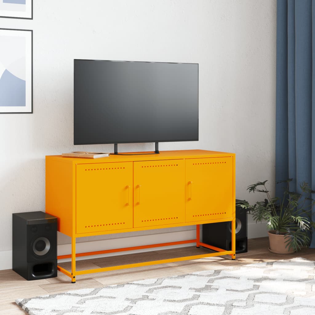 vidaXL Meuble TV jaune moutarde 100,5x39x60,5 cm acier