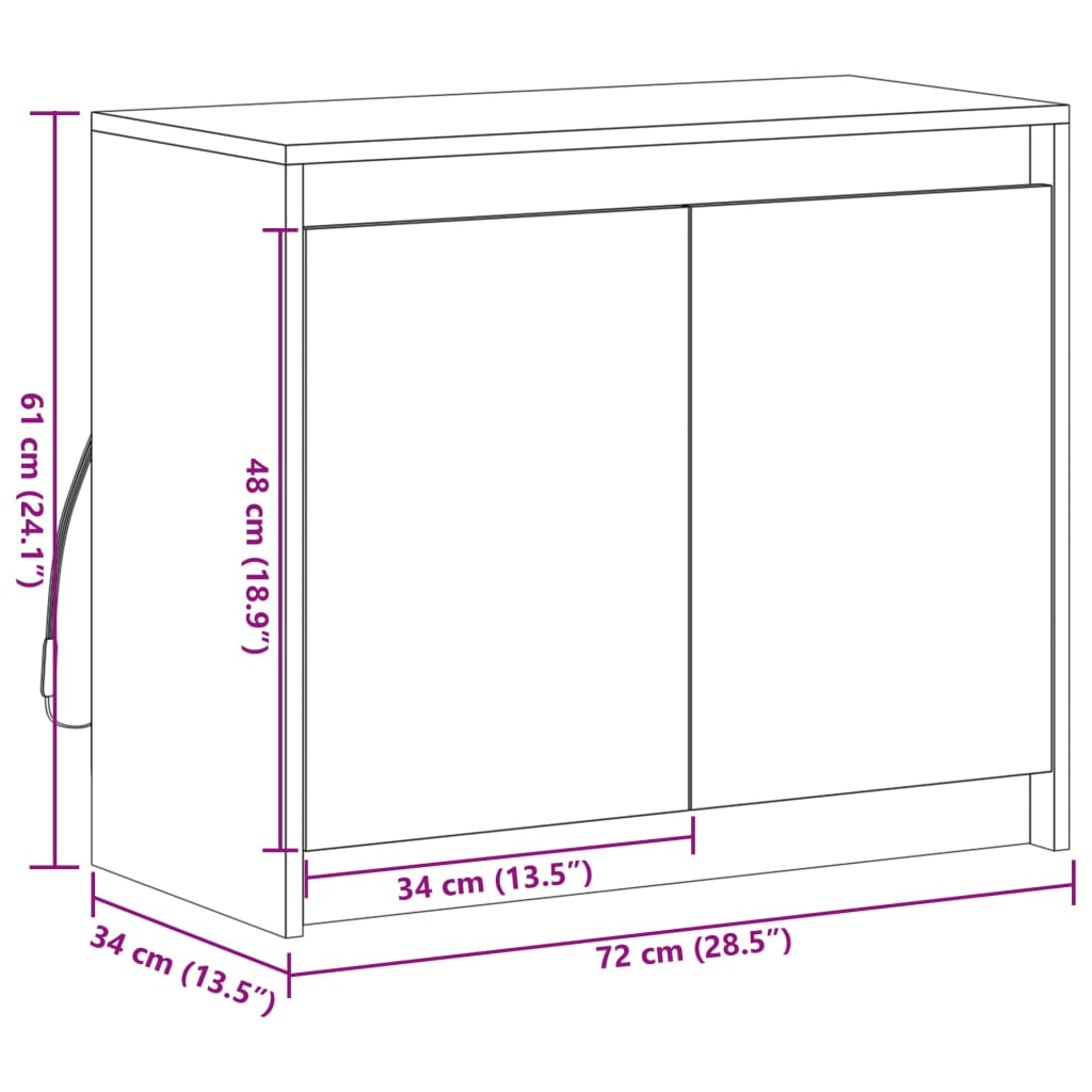 vidaXL Buffet avec LED chêne sonoma 72x34x61 cm bois d'ingénierie