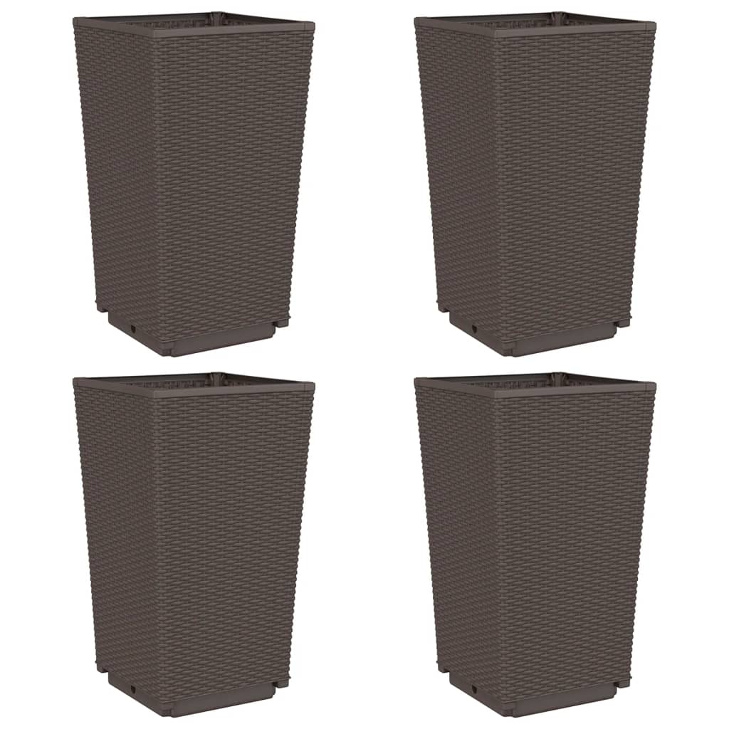 vidaXL Jardinières 4 pcs marron 32,5x32,5x57 cm polypropylène