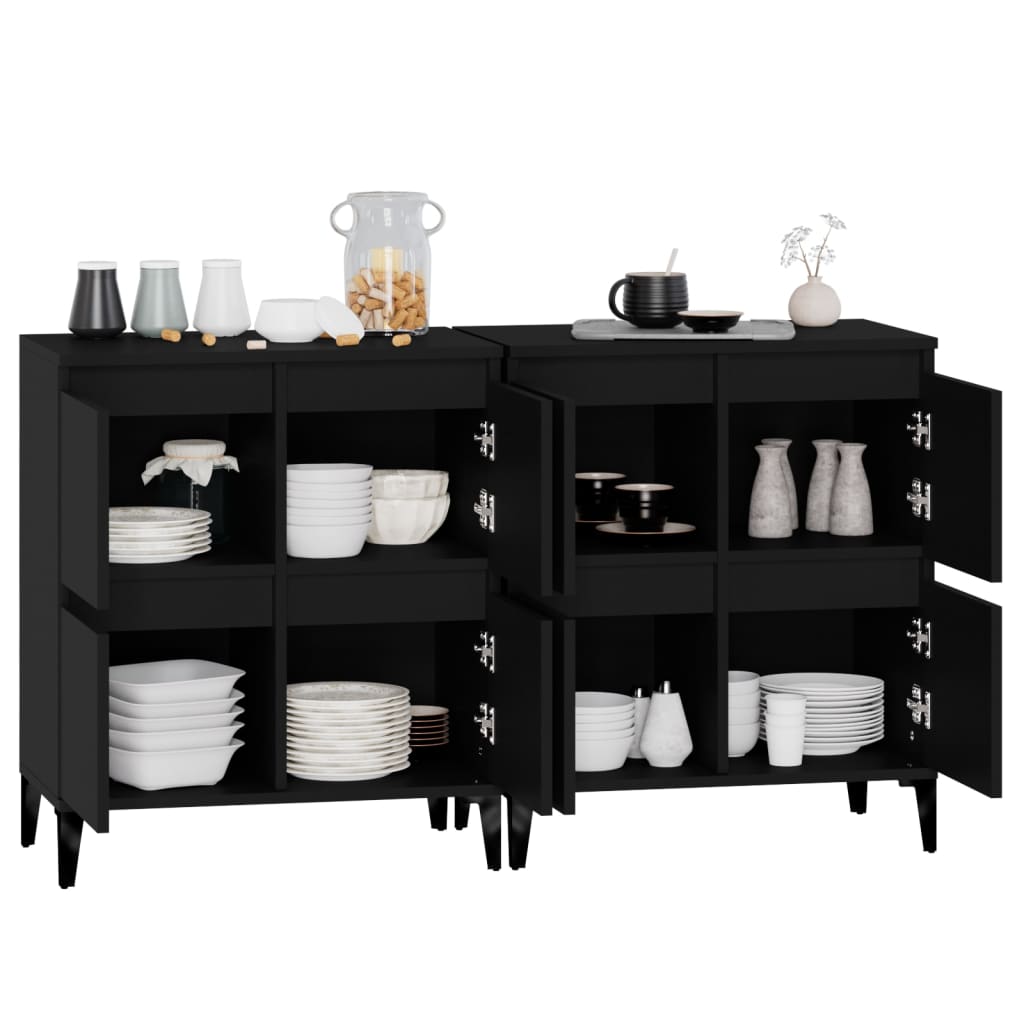 vidaXL Buffets 2 pcs noir 60x35x70 cm bois d'ingénierie