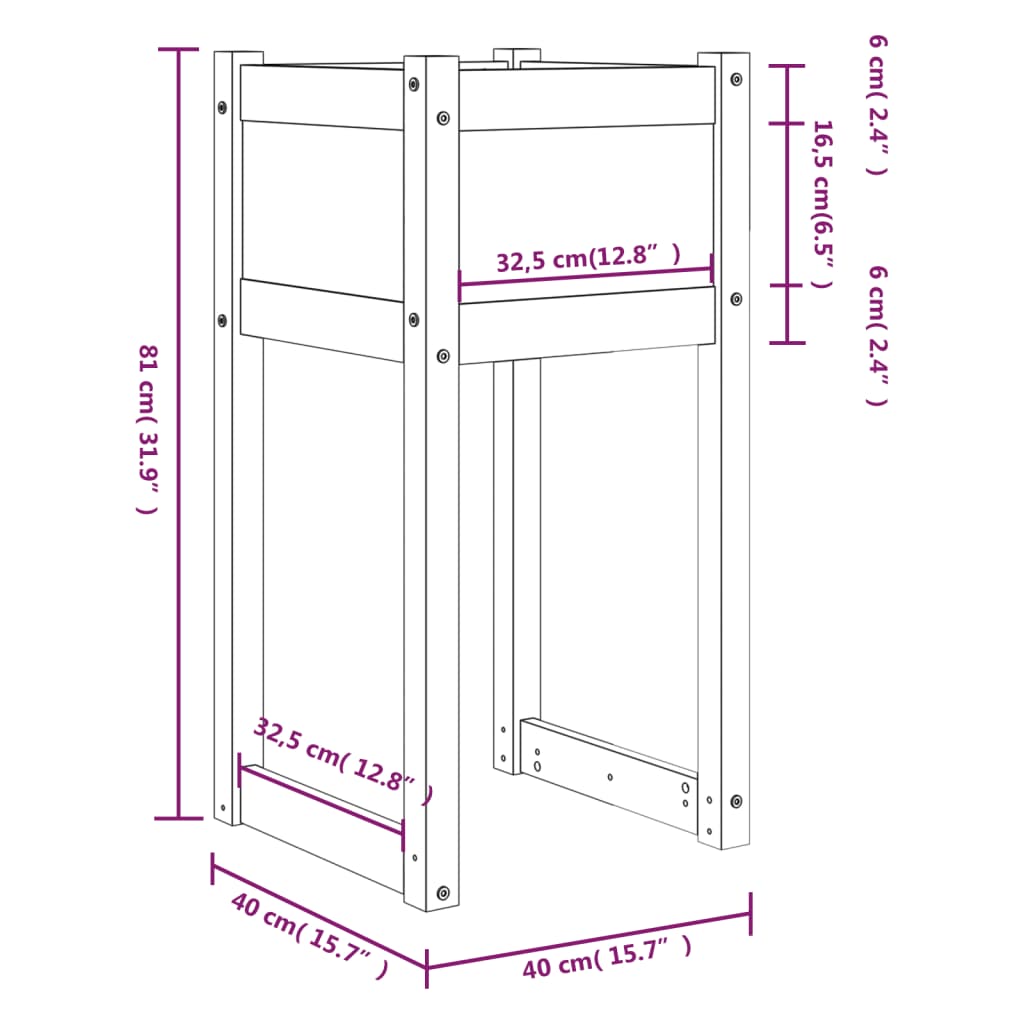 vidaXL Jardinières 2 pcs Noir 40x40x81 cm Bois massif de pin