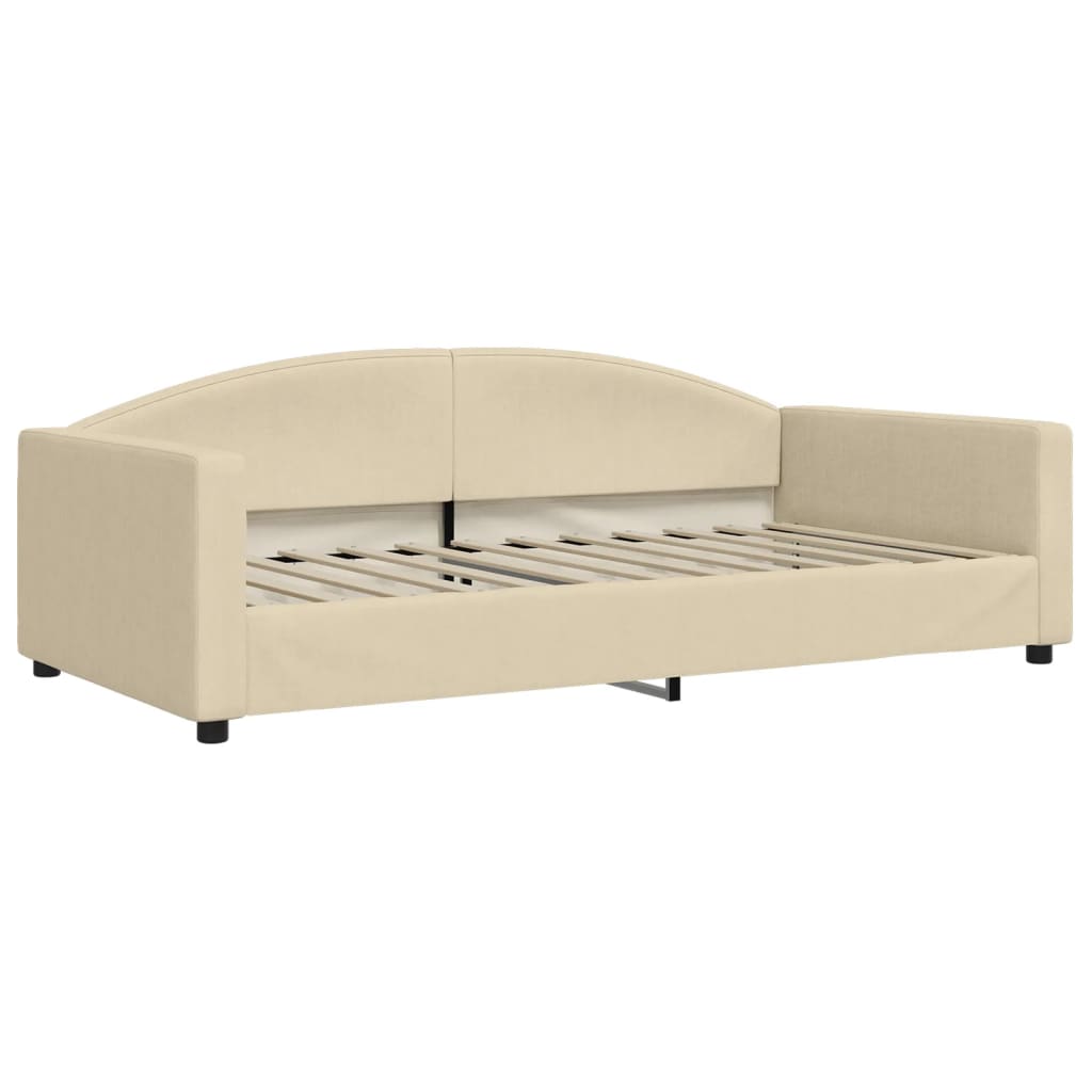 vidaXL Lit de jour avec gigogne et matelas crème 100x200 cm tissu