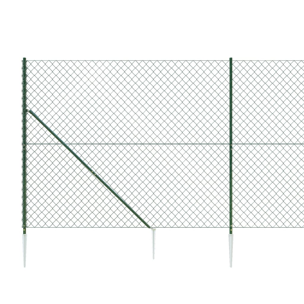 vidaXL Clôture à mailles losangées avec piquet d'ancrage vert 1,4x25 m