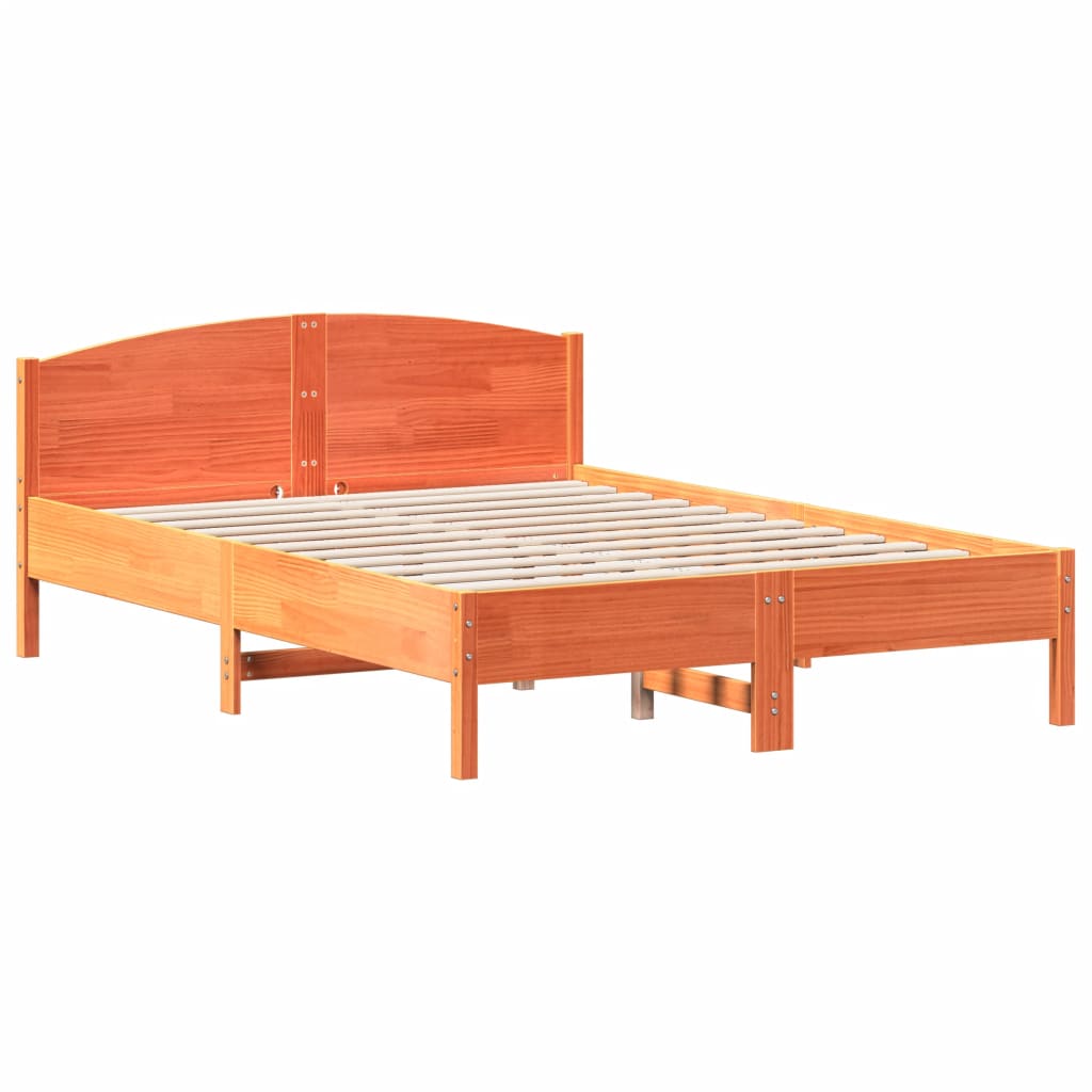 vidaXL Cadre de lit sans matelas cire marron 140x200cm bois pin massif