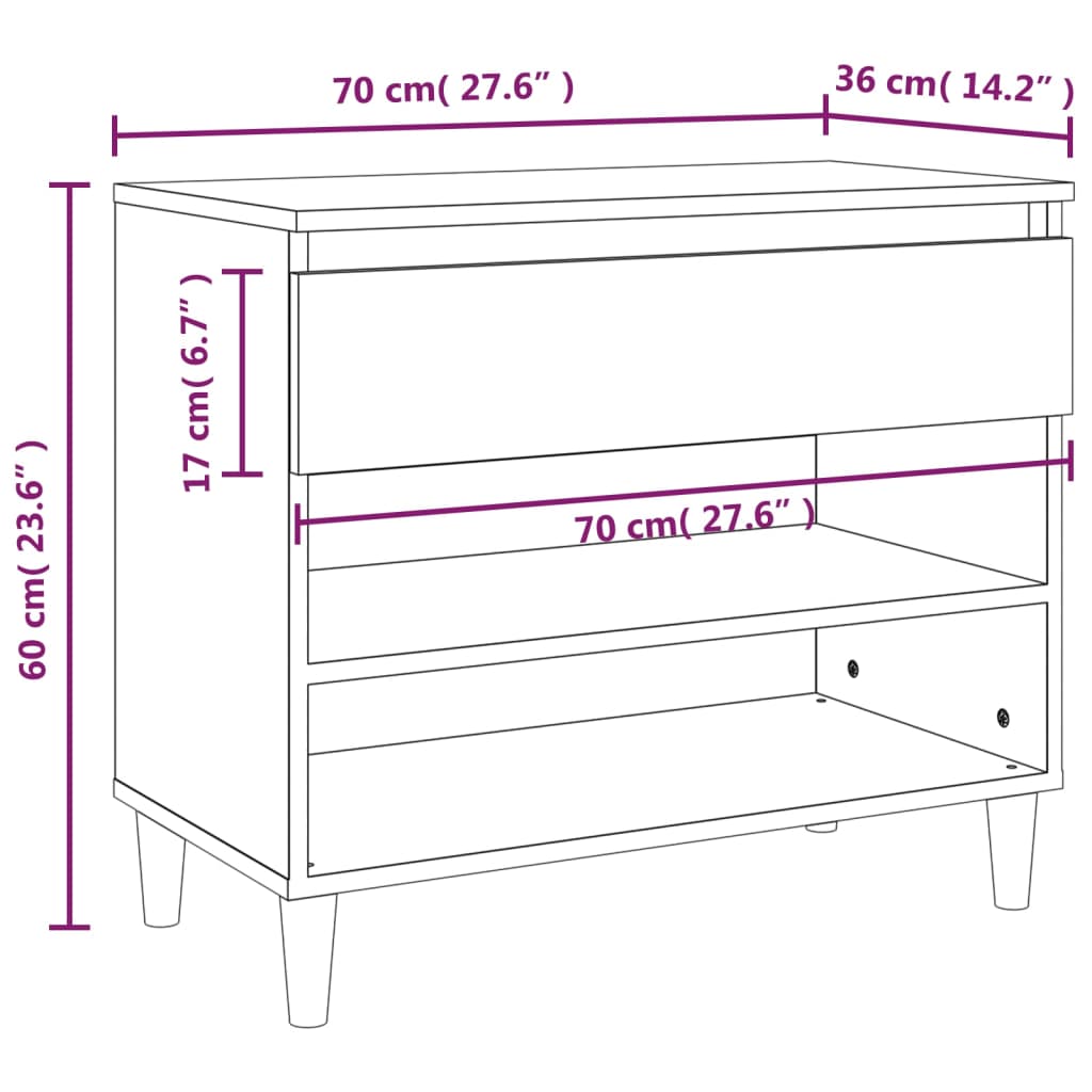 vidaXL Armoire à chaussures Chêne sonoma 70x36x60 cm Bois d'ingénierie