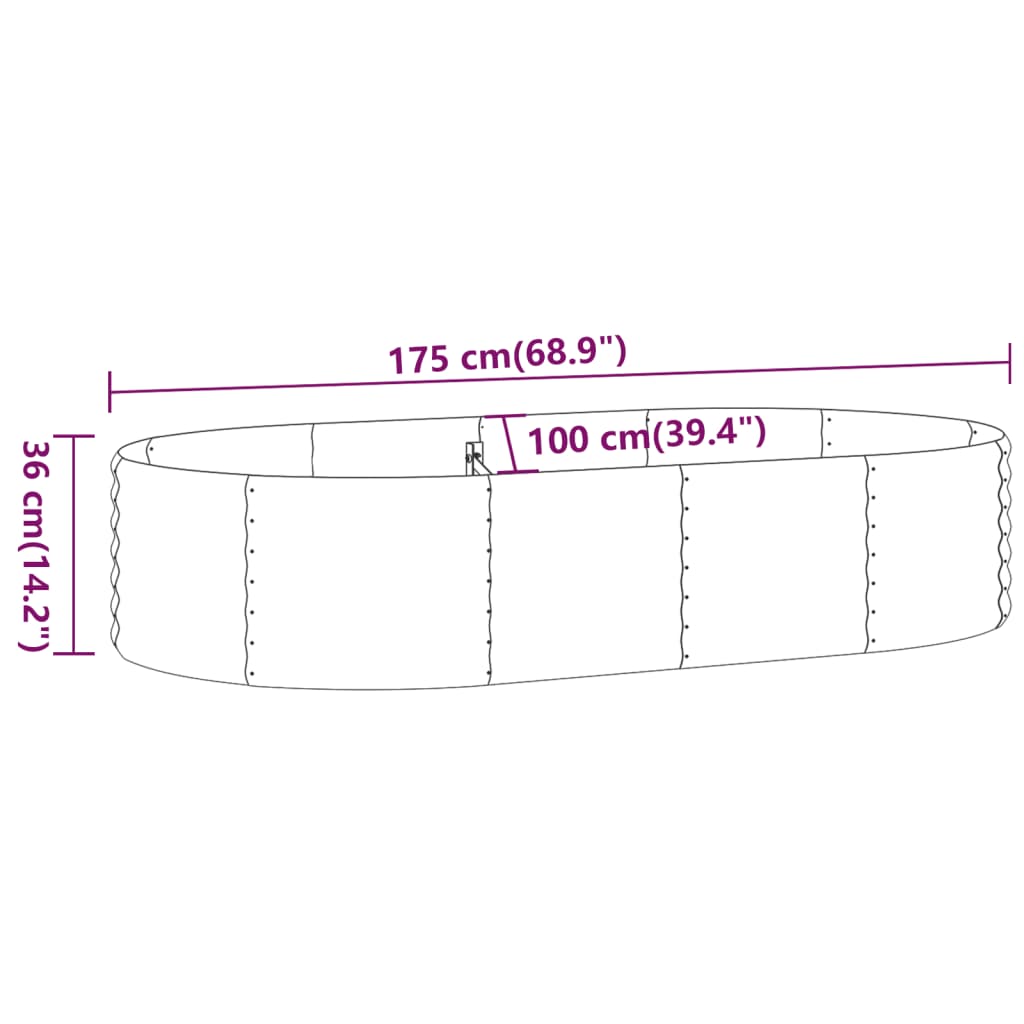 vidaXL Lit surélevé de jardin Acier enduit de poudre 175x100x36cm Vert