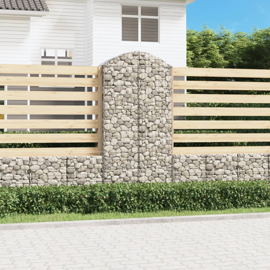 vidaXL Panier de gabions arqué 100x50x200/220 cm Fer galvanisé