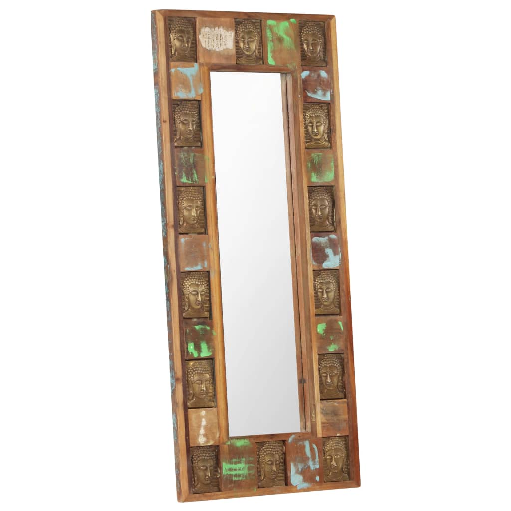 vidaXL Miroir avec revêtement Bouddha 50x110 cm Bois de récupération