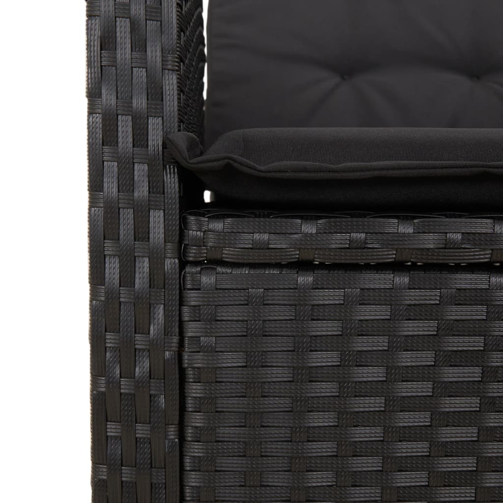 vidaXL Ensemble à manger de jardin 9pcs coussins noir résine tressée