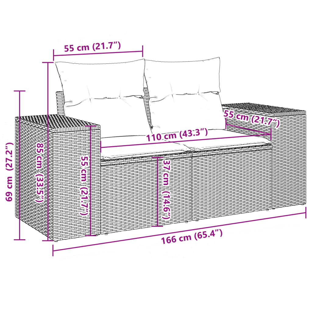 vidaXL Salon de jardin 8 pcs avec coussins gris résine tressée