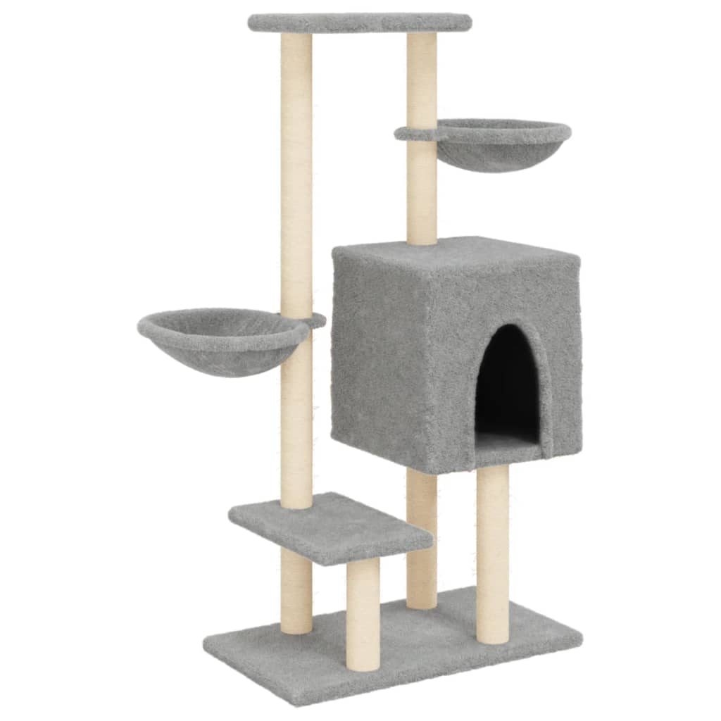 vidaXL Arbre à chat avec griffoirs en sisal gris clair 117 cm