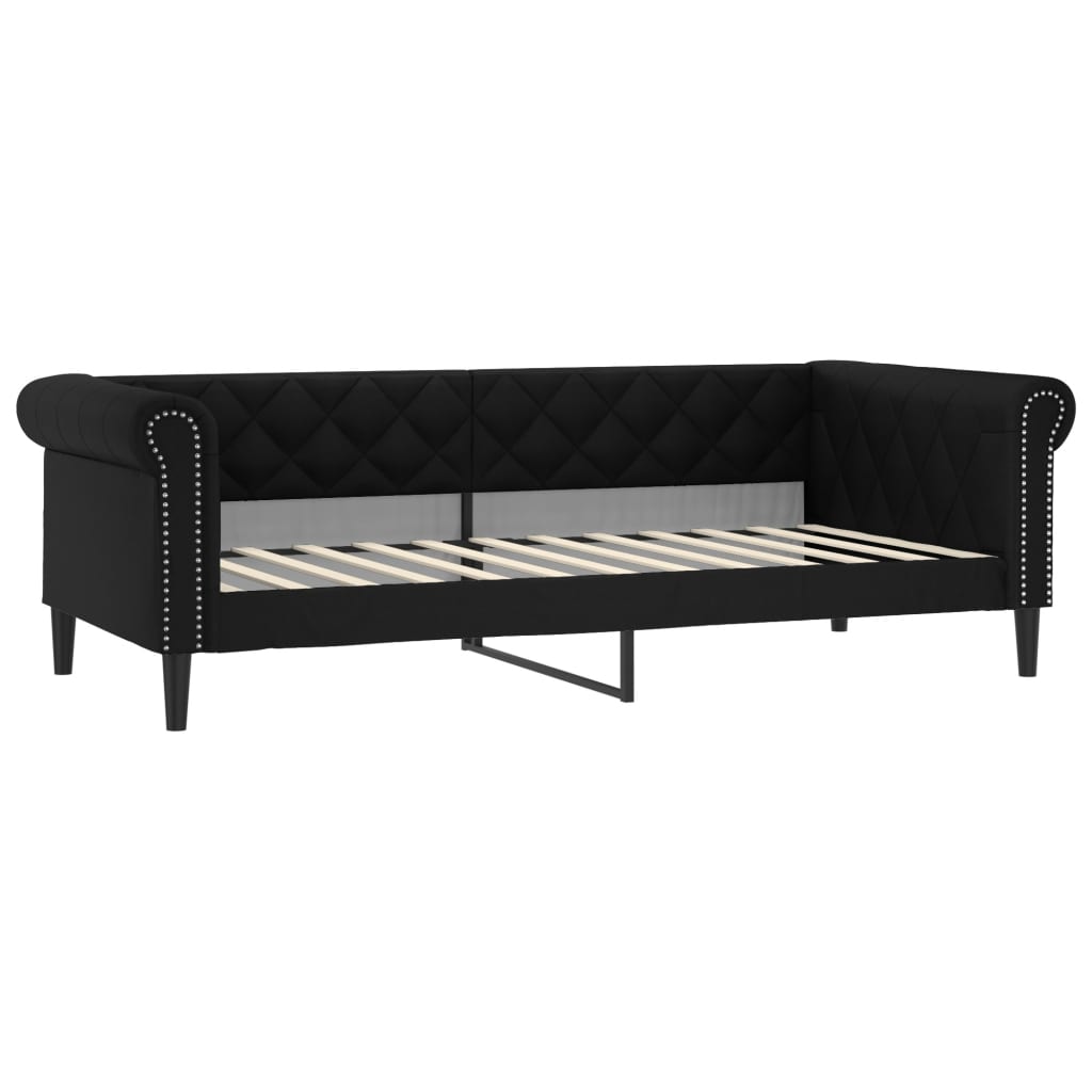 vidaXL Lit de jour avec gigogne et matelas noir 90x200 cm similicuir