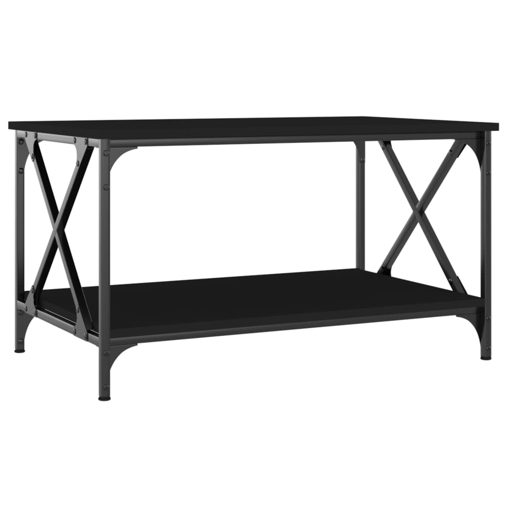 vidaXL Table basse Noir 80x50x45 cm Bois d'ingénierie et fer