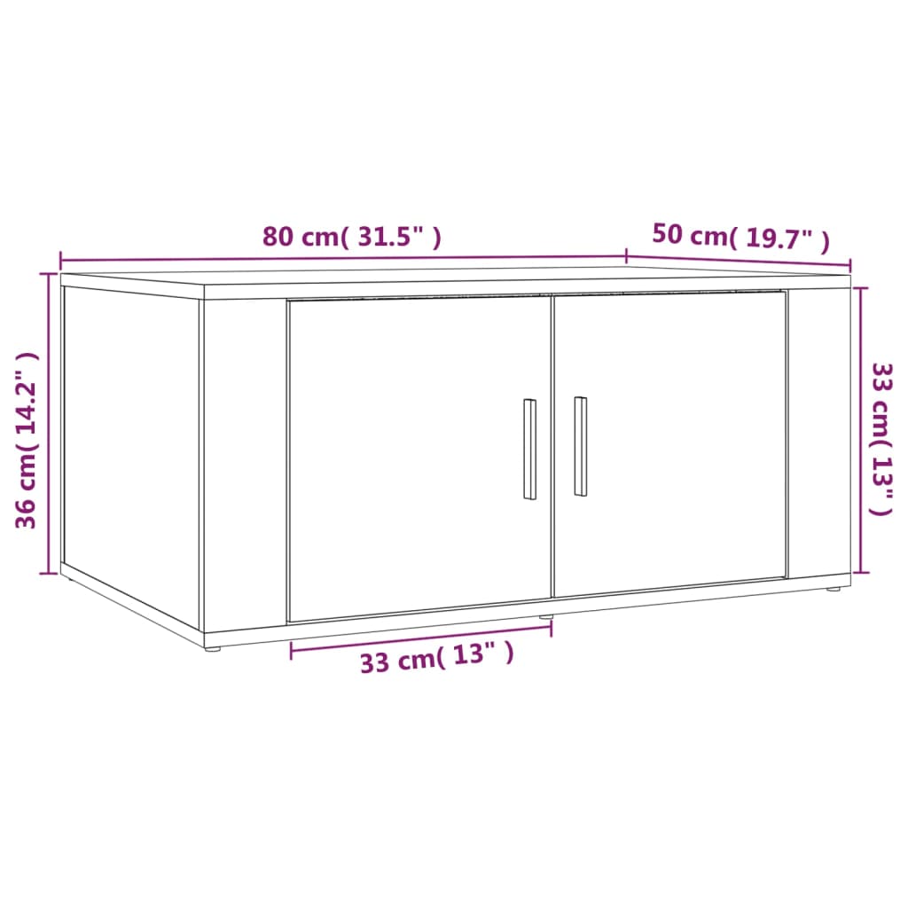 vidaXL Table basse Blanc brillant 80x50x36 cm Bois d'ingénierie