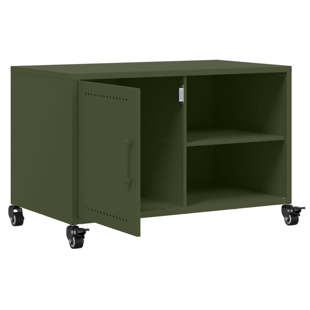 vidaXL Meuble TV vert olive 68x39x43,5 cm acier