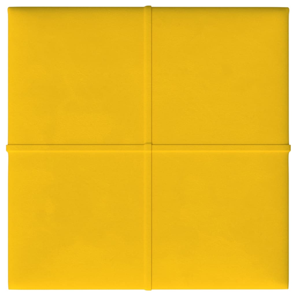 vidaXL Panneaux muraux 12 pcs Jaune 30x30 cm Velours 1,08 m²