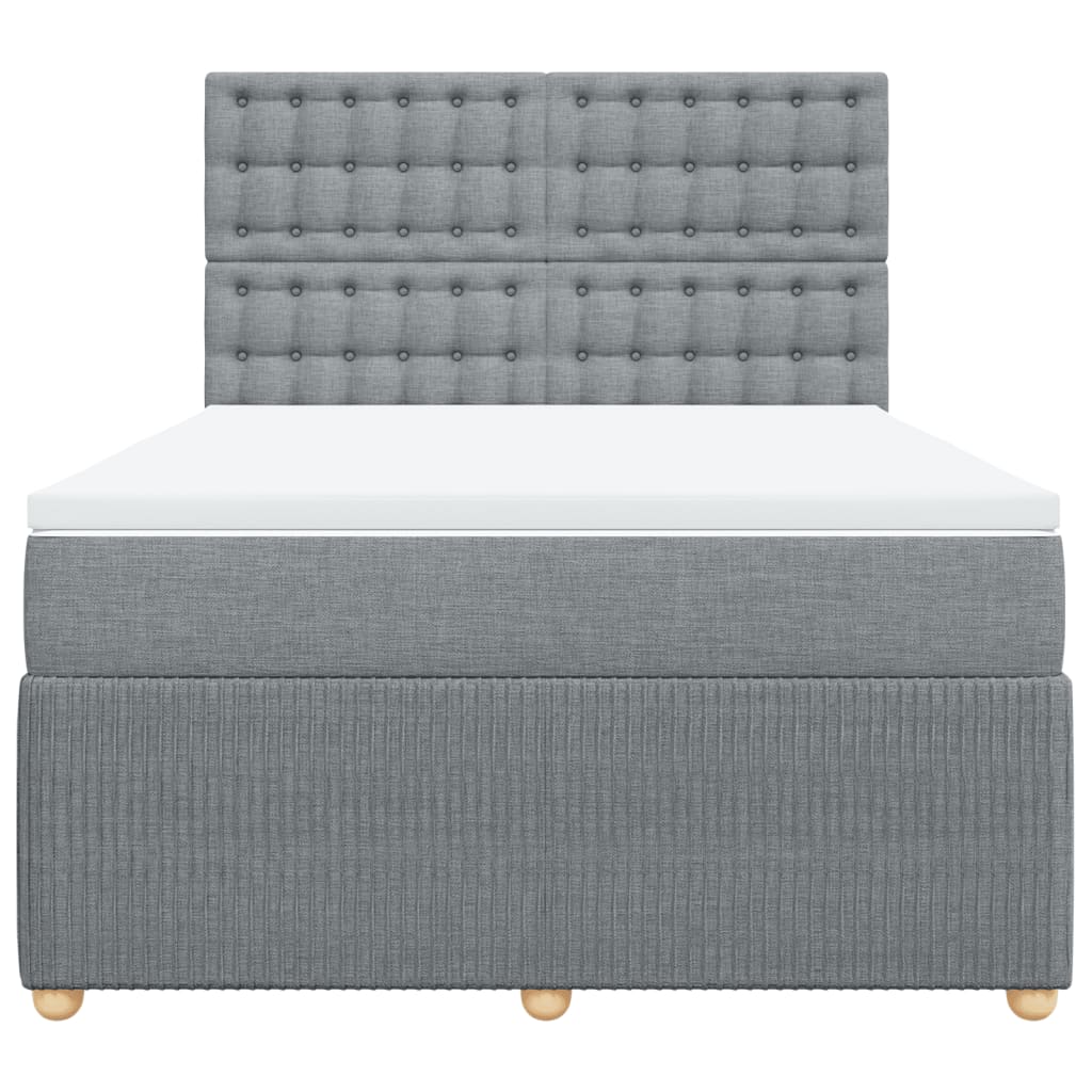 vidaXL Sommier à lattes de lit avec matelas Gris clair 140x200cm Tissu