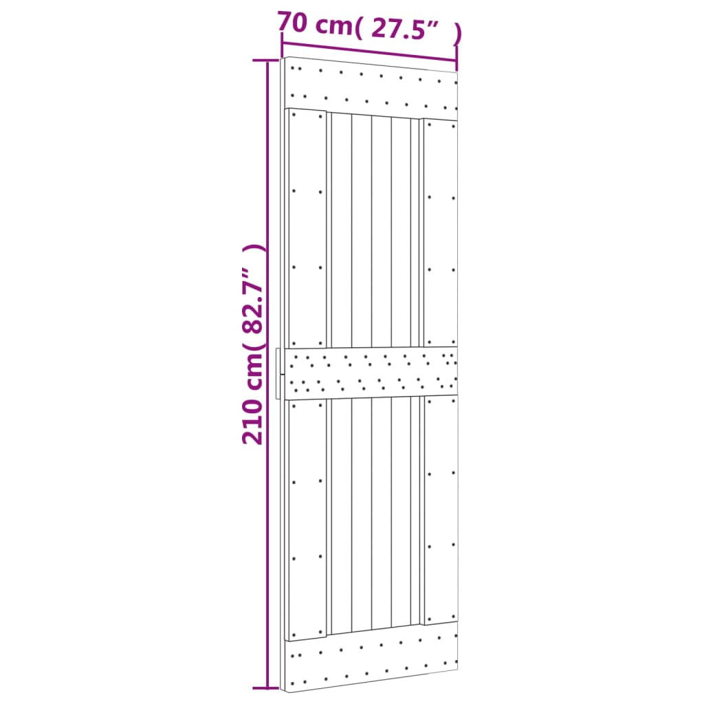 vidaXL Porte coulissante et kit de quincaillerie 70x210 cm pin massif