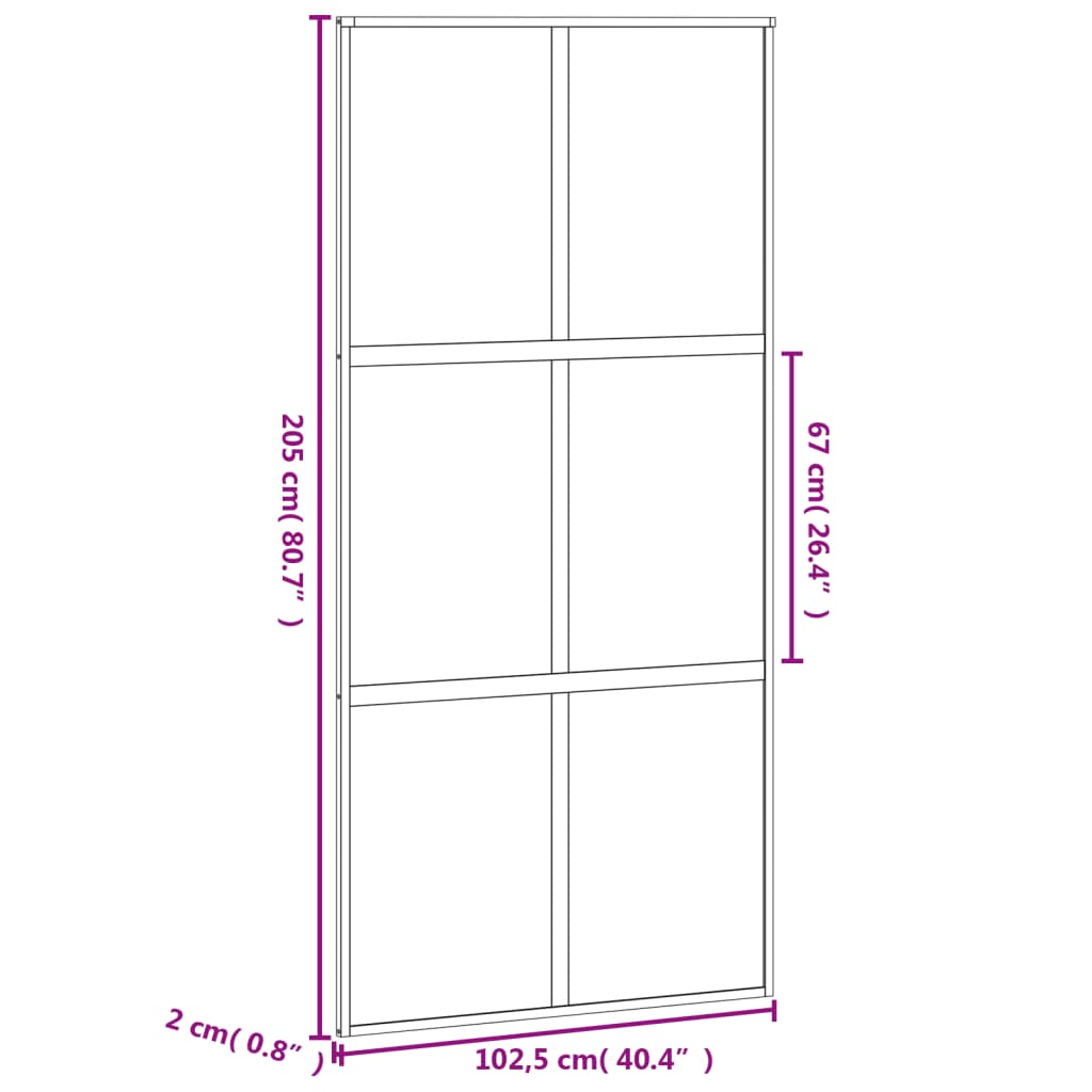 vidaXL Porte coulissante noir 102,5x205 cm verre trempé aluminium