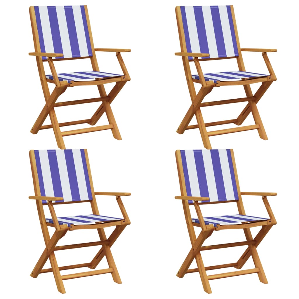 vidaXL Chaises de jardin pliantes lot de 4 tissu et bois massif